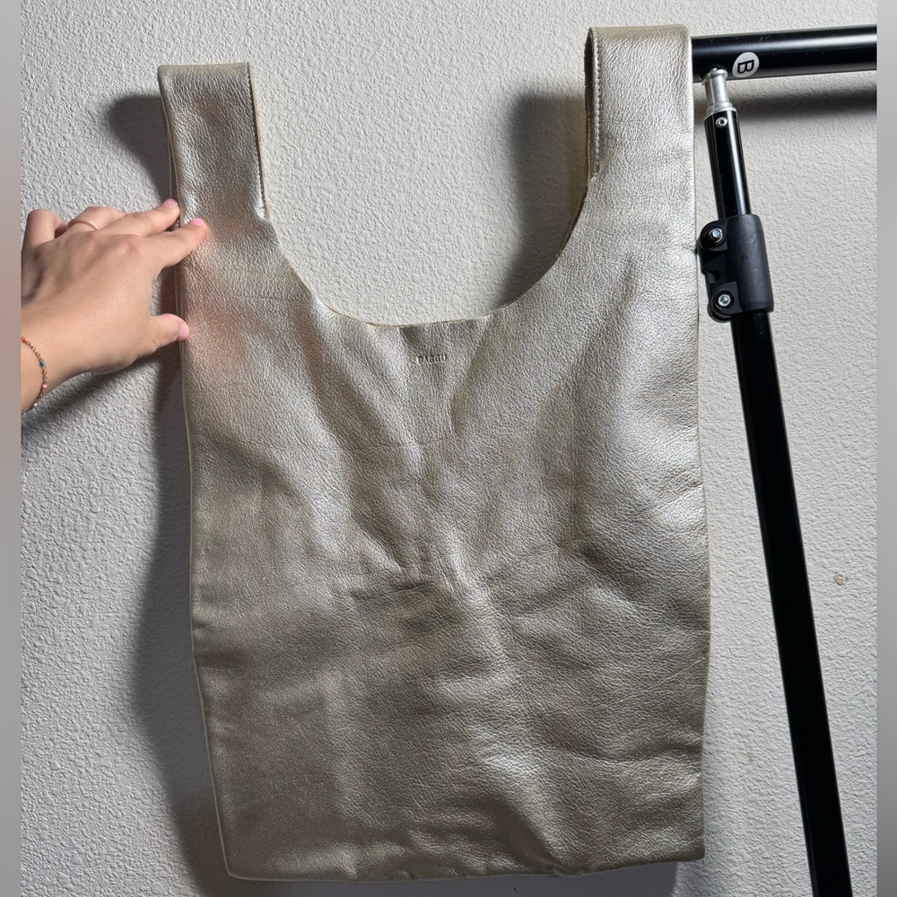BAGGU metallic gold leather bag - large
